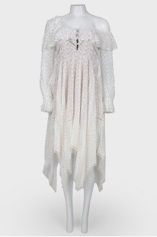 Біла асиметрична сукня з биркою