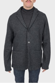 Мужской шерстяной серый пиджак на пуговицах; с биркой