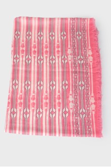 Розовый шарф с принтом