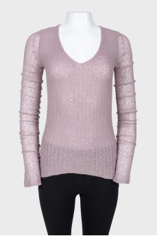 Кашемировый пуловер бледно-сиреневого цвета