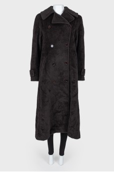 Шерстяное пальто на двубортной застежке