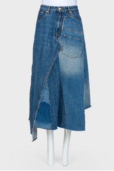 Асимметричная джинсовая юбка миди