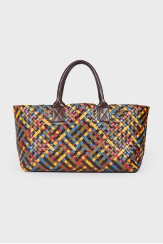 Плетеная сумка комбинированного цвета