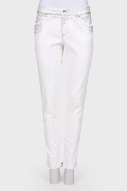 Білі джинси із сріблястим напиленням, з биркою