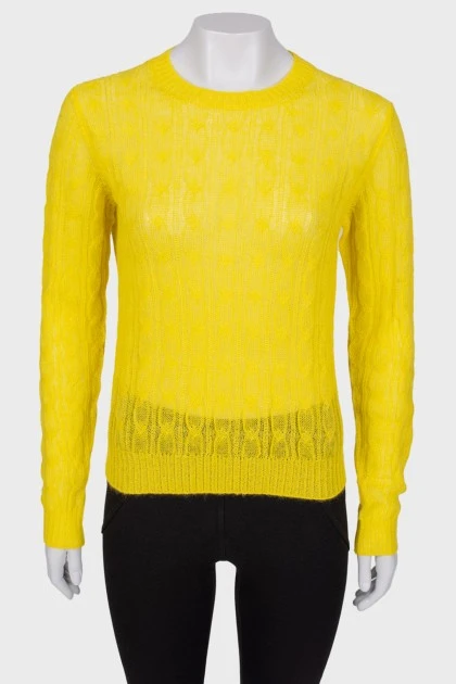 Полупрозрачный желтый свитер с биркой