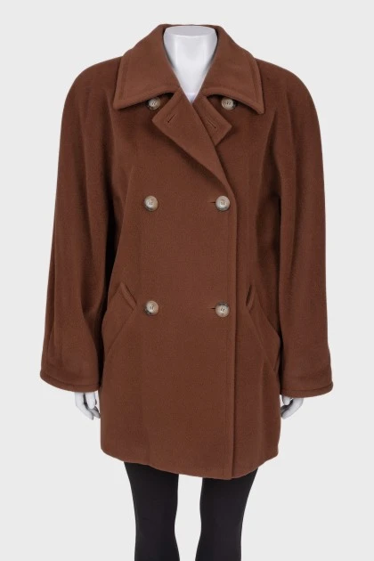 Вовняне пальто коричневого кольору