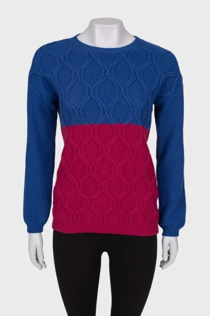 Шерстяной двухцветный свитер