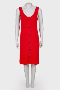 Вязанное красное платье