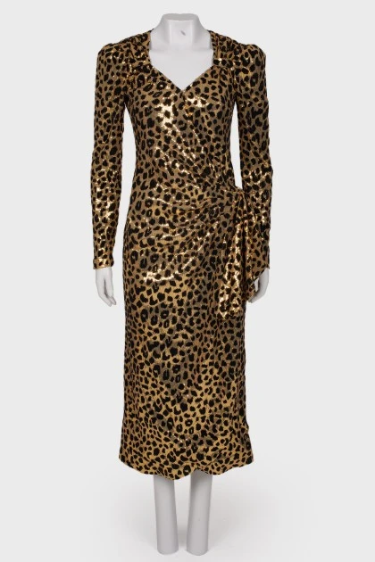 Леопардовое платье из пайеток