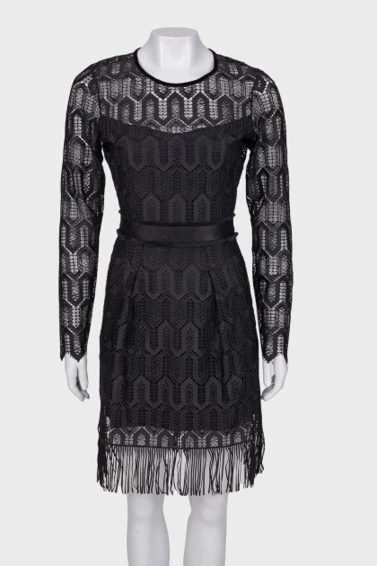 Кружевное черное платье с биркой
