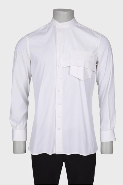 Чоловіча біла сорочка з відстібною накладкою