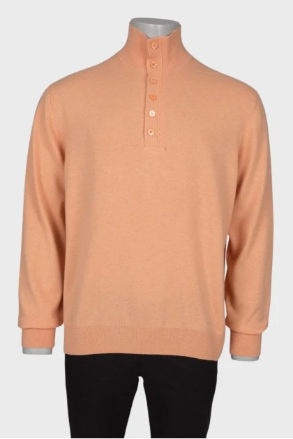 Мужской кашемировый оранжевый свитер