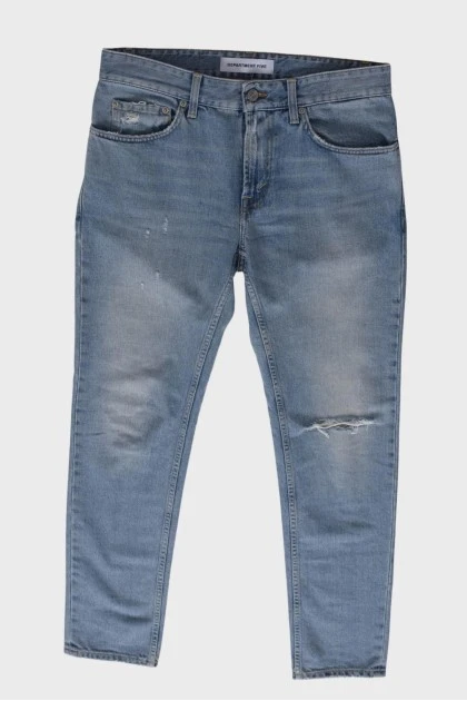 Мужские джинсы с эффектом рваных и потертых