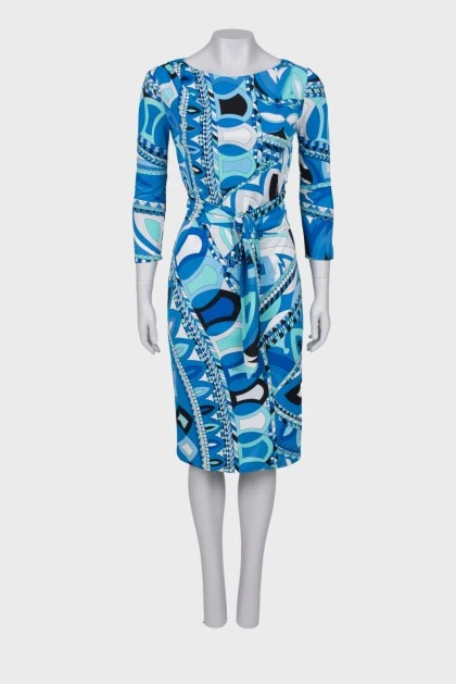 Платье с абстрактным принтом с поясом