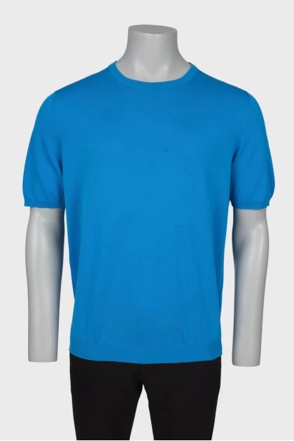 Мужская голубая футболка с круглым вырезом