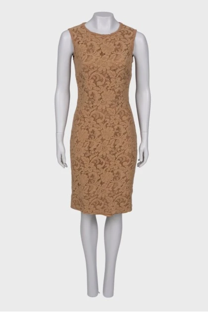 Світло-коричнева мереживна сукня