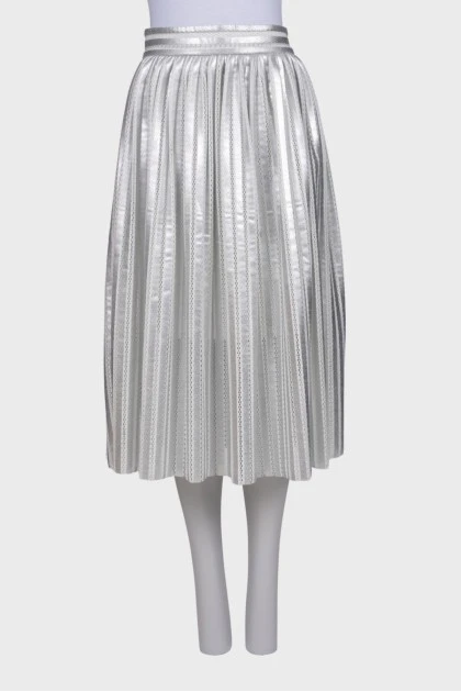 Плиссированная серебристая юбка