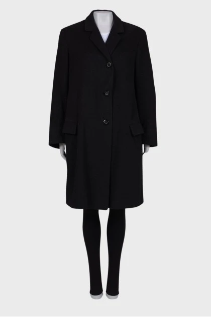 Кашемировое черное пальто