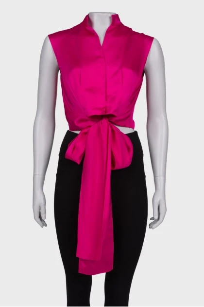 Розовая блуза на завязках