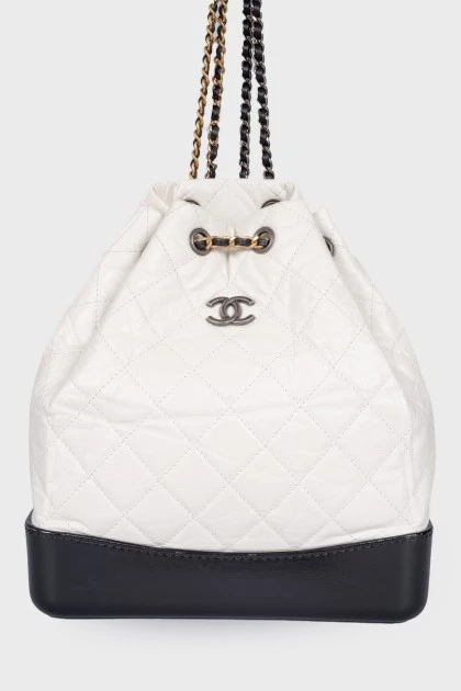Рюкзак Gabrielle White/Black Aged Quilted Leather