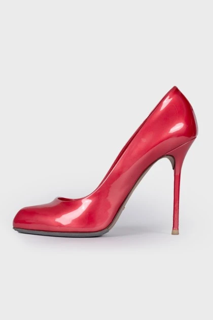 Кожаные красные лаковые туфли