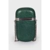 Шкіряна зелена сумка-футляр