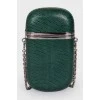 Кожаная зеленая сумка-футляр