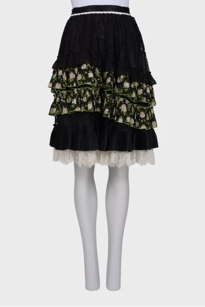Комбинированная юбка с оборками