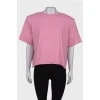 Розовая футболка с подплечниками с биркой