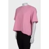 Розовая футболка с подплечниками с биркой