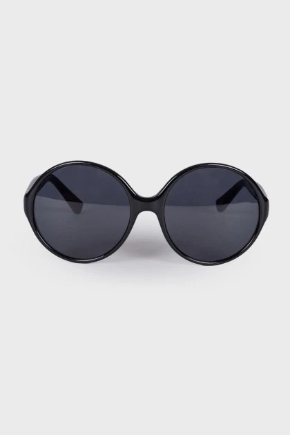 Солнцезащитные черные очки круглой формы