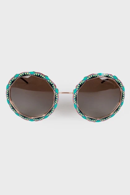 Сонцезахисні окуляри круглої форми з принтом