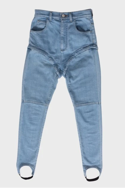 Комбинированные джинсы-шорты со штрипками