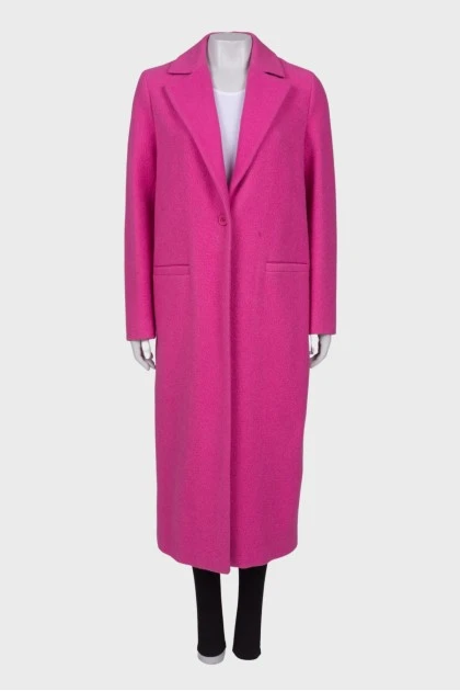 Рожеве вовняне пальто