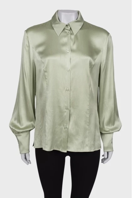 Шелковая светло-зеленая блуза