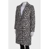 Пальто в черно-белый леопардовый принт