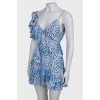 Шовкова блакитна сукня в леопардовий принт