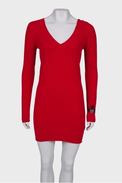 Кашемировое красное платье
