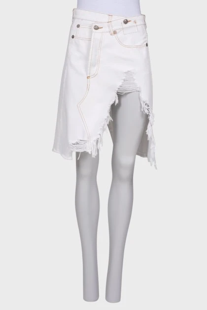 Джинсовая асимметричная юбка с разрезом