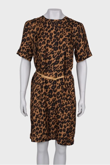 Сукня в леопардовий принт з поясом