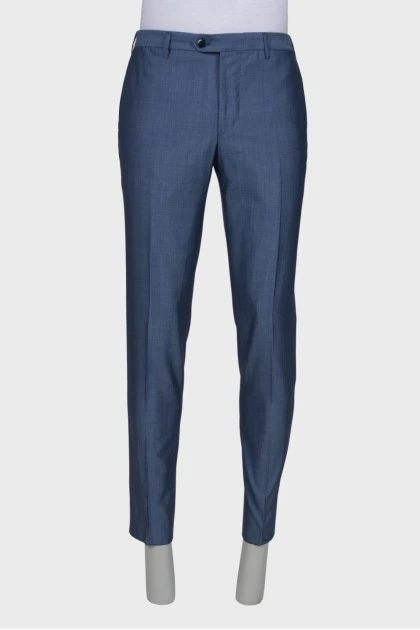 Мужские классические серо-голубые брюки