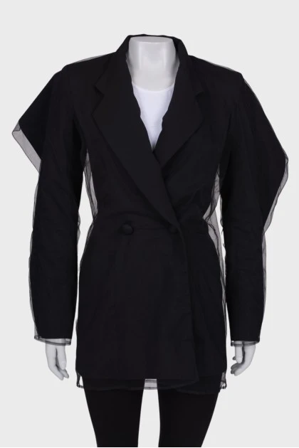 Черный пиджак с сеткой
