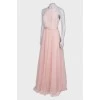 Розовое ажурное платье макси