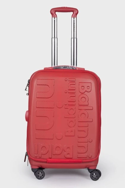 Червоний чемодан з логотипом