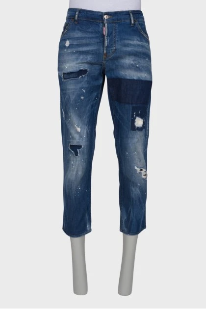 Чоловічі джинси з ефектом плям фарби