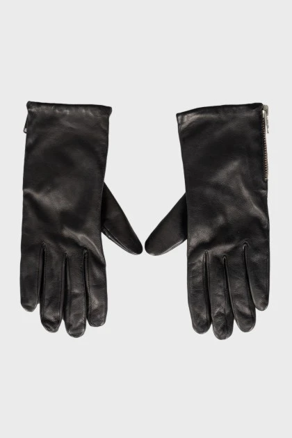 Кожаные перчатки с молнией 