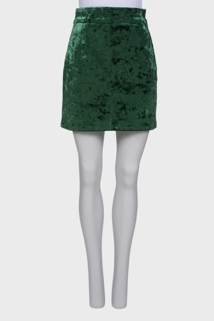 Велюровая темно-зеленая юбка 