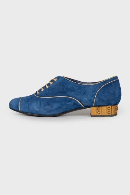 Золотисто-сині туфлі на шнурівці