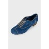 Золотисто-синие туфли на шнуровке 