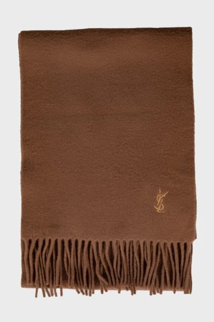 Коричневый шарф из натуральной шерсти 